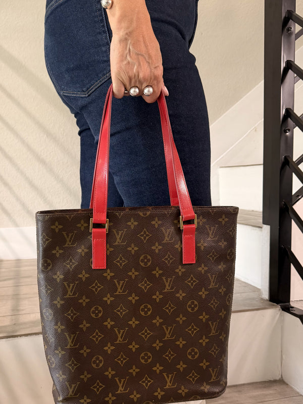 LOUIS VUITTON Monogram Vavin GM Tote Bag Red Straps