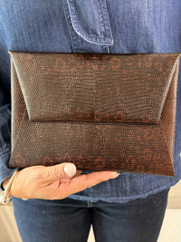 COS - Dark Brown Leather Clutch Bag