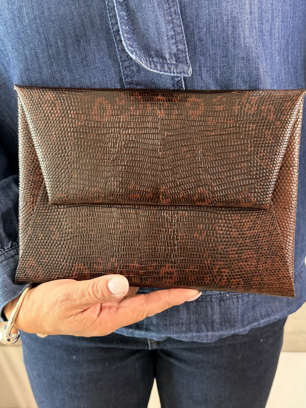 COS - Dark Brown Leather Clutch Bag