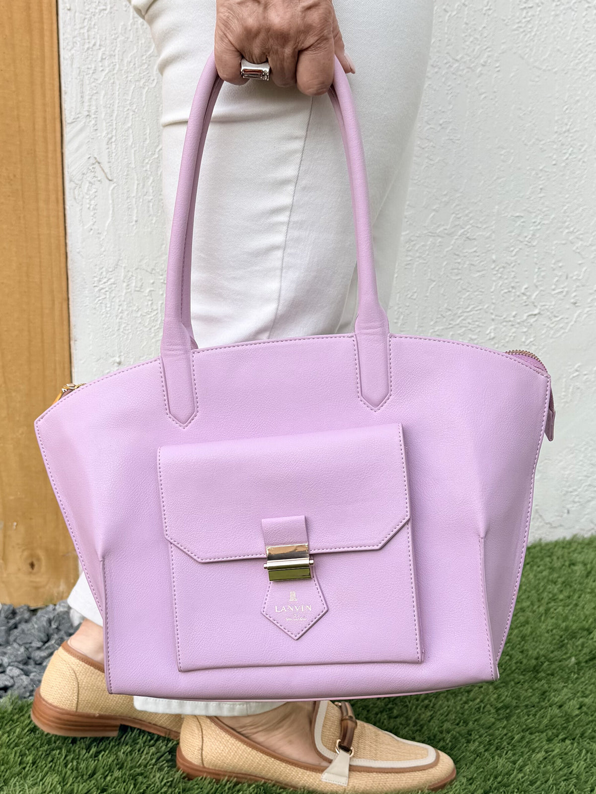 LANVIN en Bleu - Light Purple Synthetic Leather Shoulder Bag