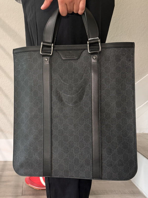 Gucci  GG Supreme PVC Leather Black Tote Bag