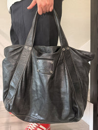 Gucci Patch Logo Leather Black  Tote Bag
