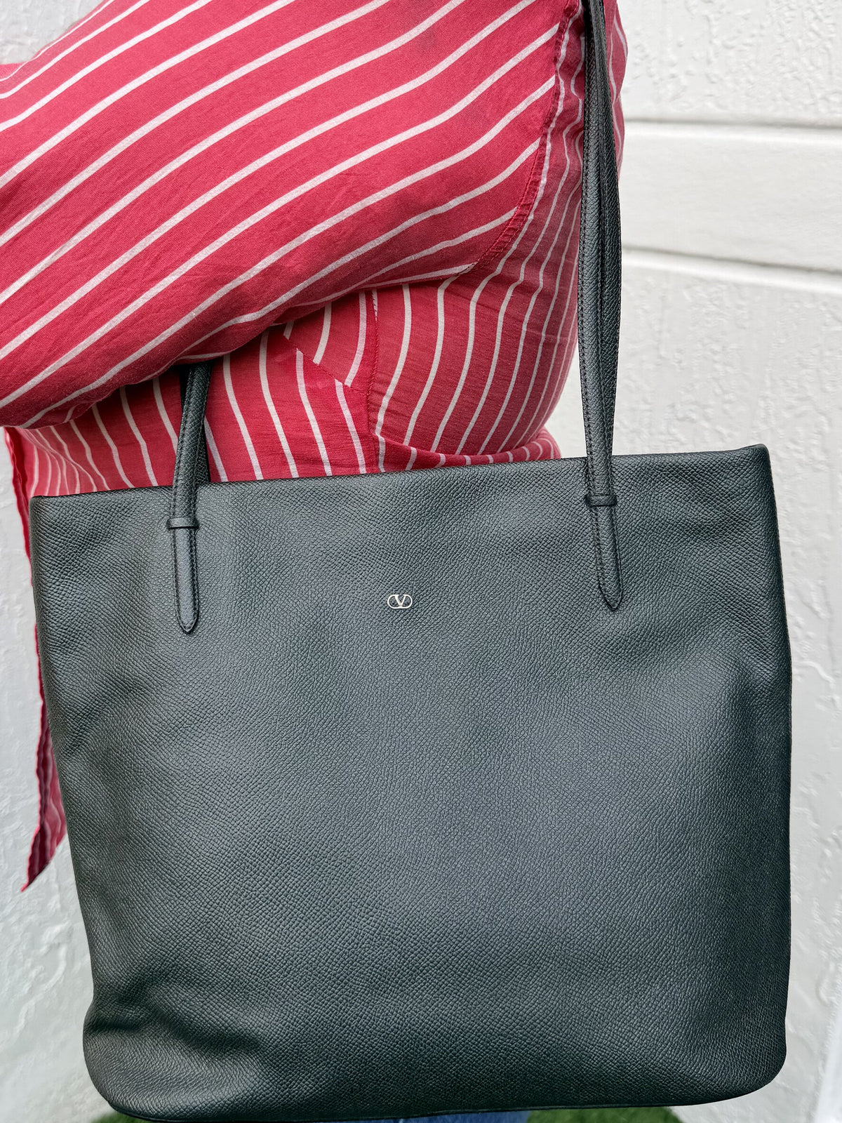 VALENTINO Tote Bag Leather Gray