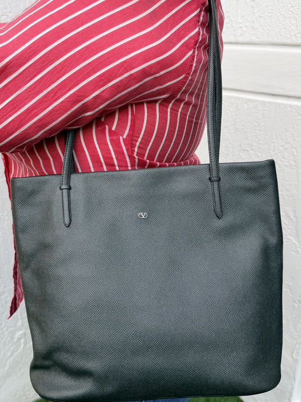 VALENTINO Tote Bag Leather Gray