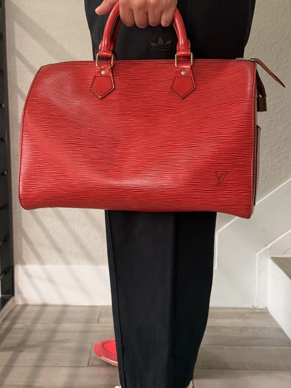 Louis Vuitton Epi Speedy 30 Castilian Red Handbag