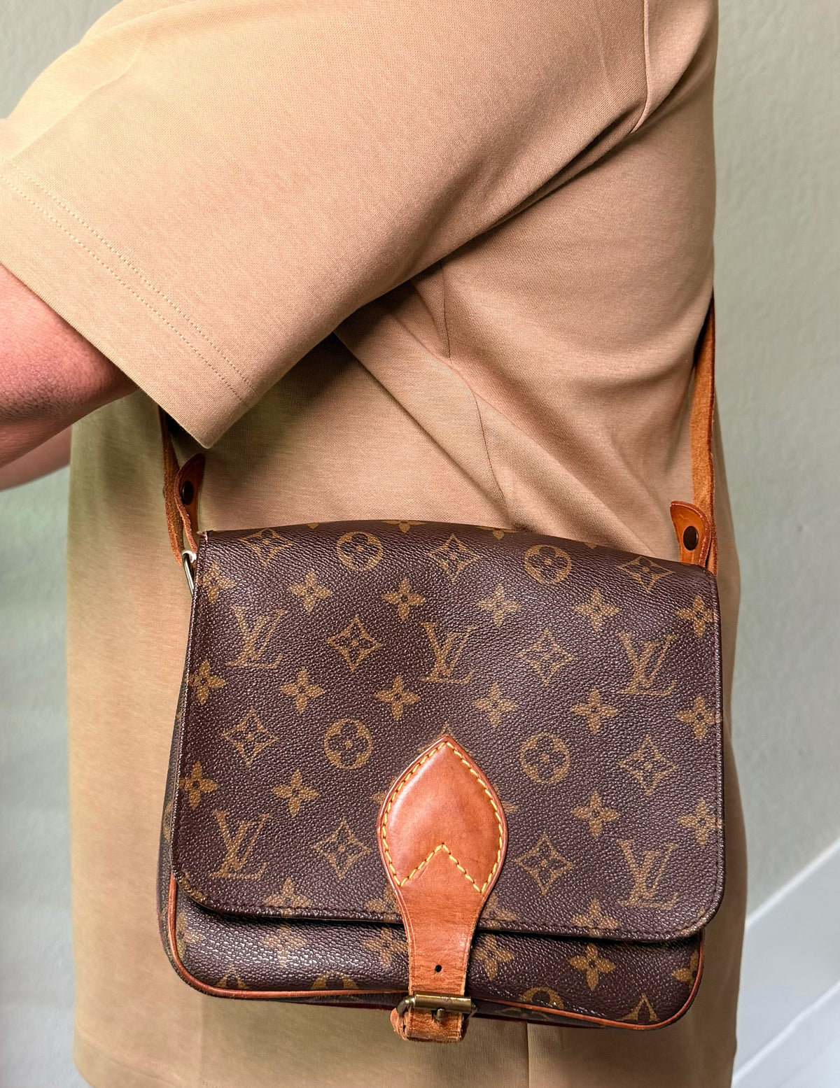 LV Cartouchiere Brown Monogram Shoulder Bag