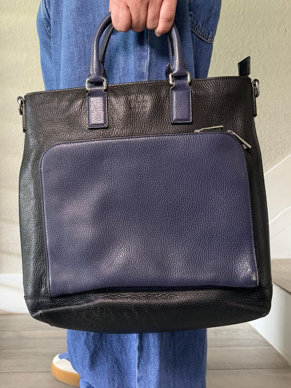 Gucci  Cosmopolis Leather Navy Black 2way Tote Bag