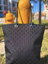 Gucci GG Canvas Tote bag Black Silver hardware