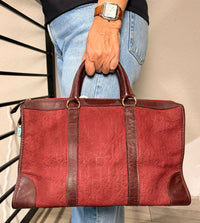 Christian Dior Trotter Debossed Suede Leather Burgundy Handbag
