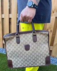 Vintage Gucci Hand Bag Brown Canvas