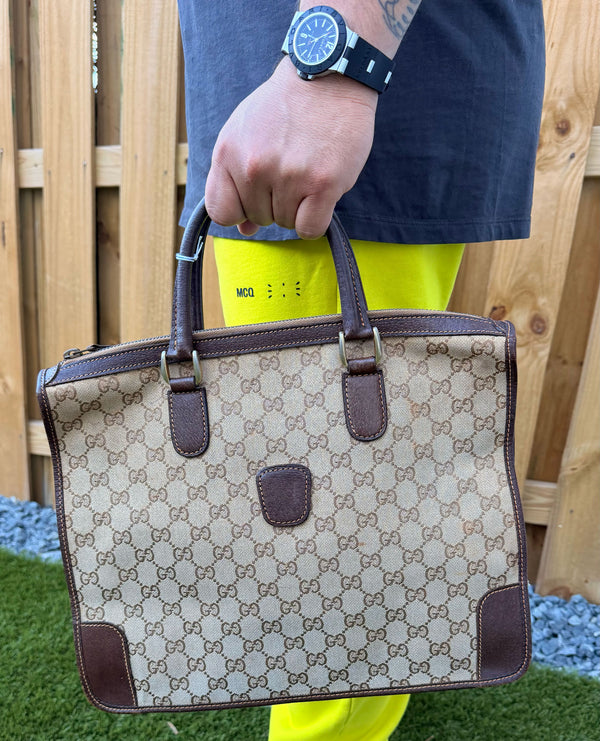 Vintage Gucci Hand Bag Brown Canvas