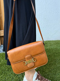 CELINE Shoulder Bag Brown Leather